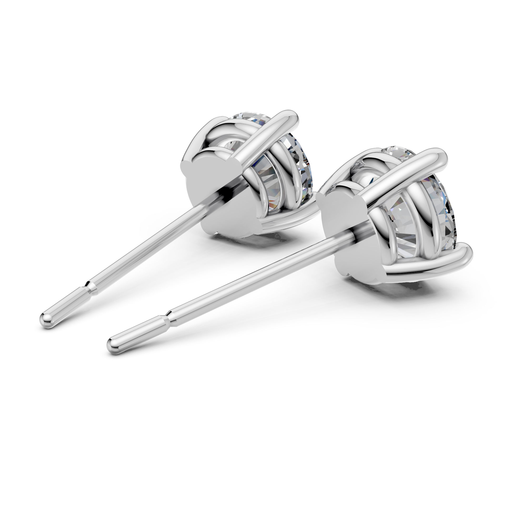 2.0 tcw lab grown ROUND 14K WHITE Gold studs FG VS+