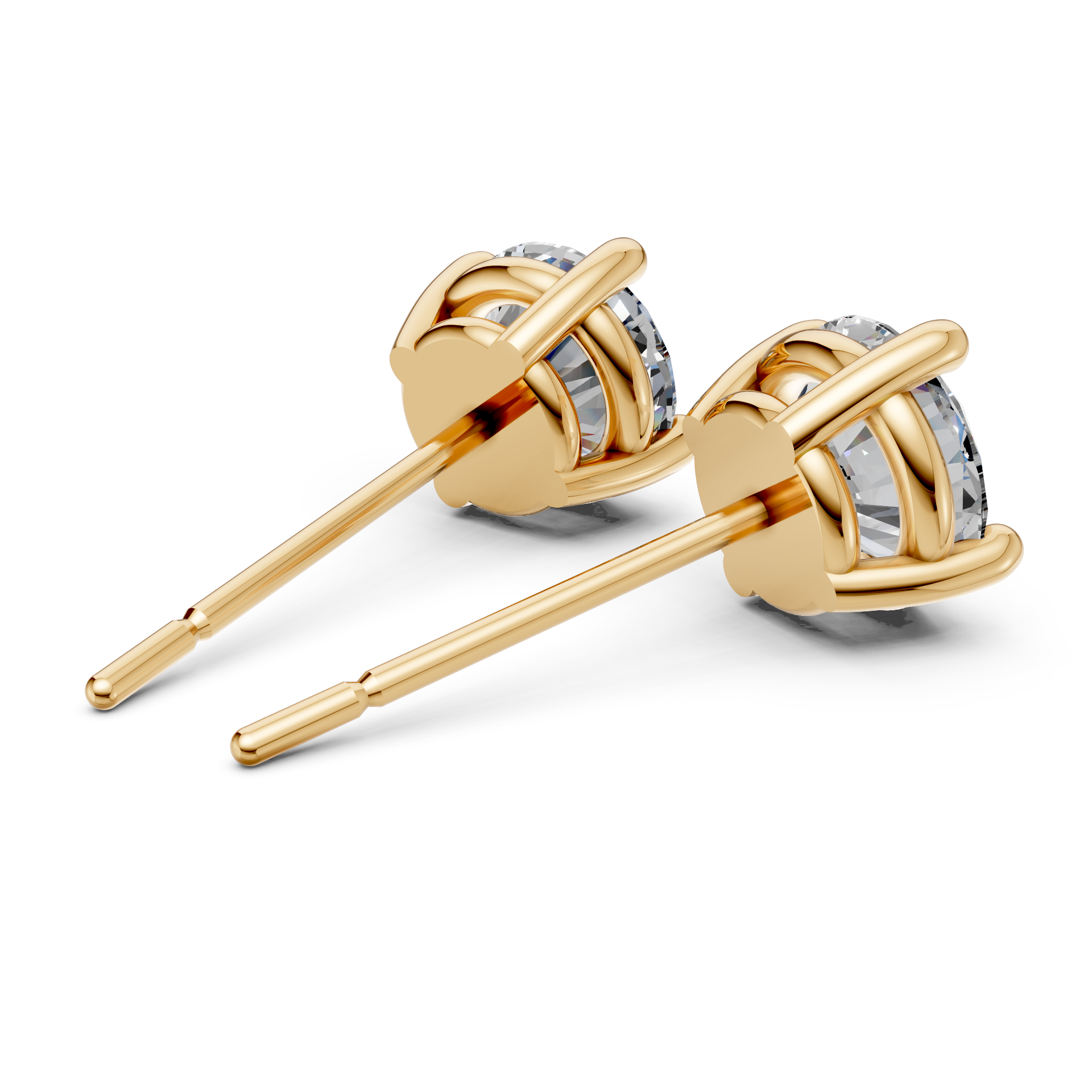 2.0 tcw lab grown ROUND 14K YELLOW Gold studs FG VS+