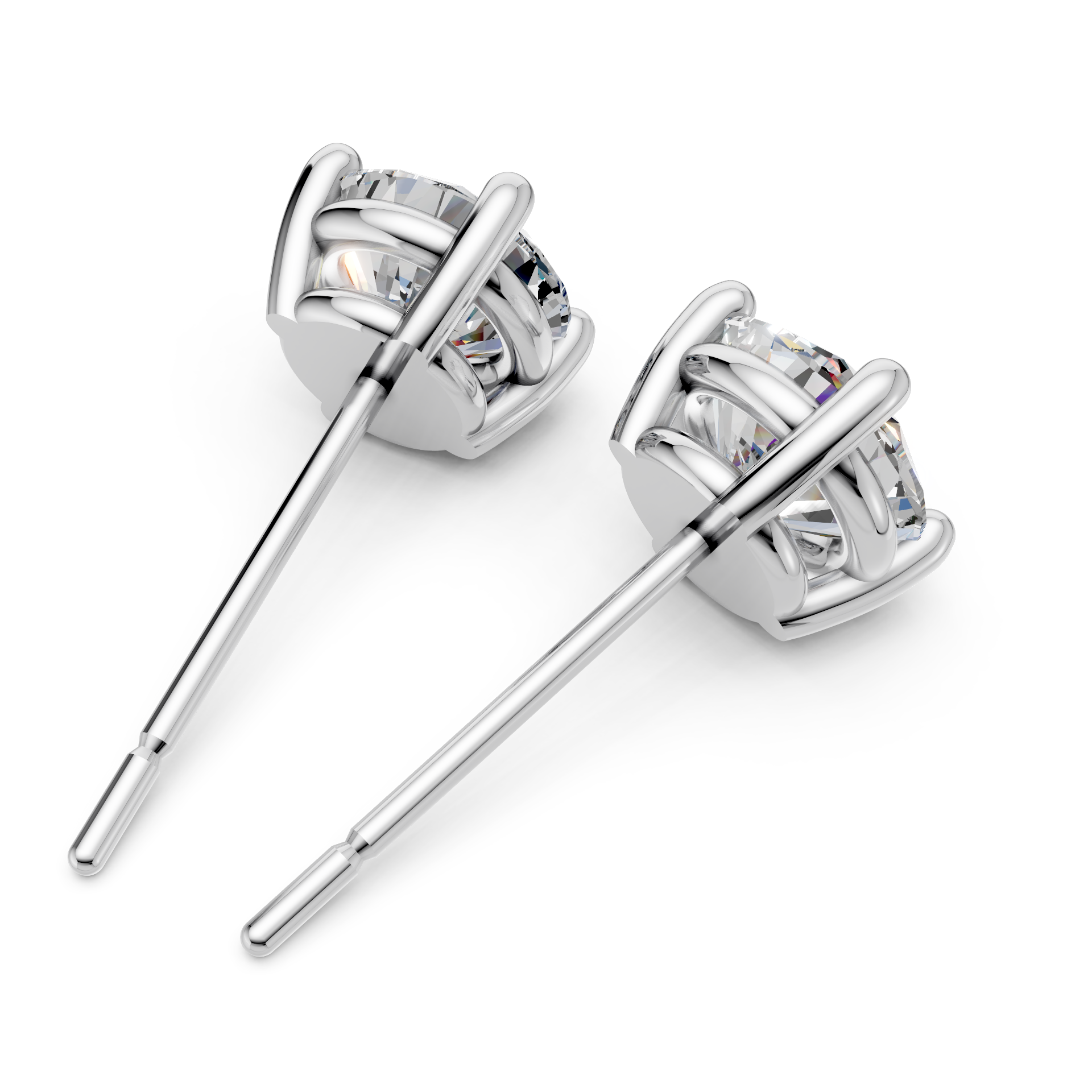 2.0 tcw lab grown ROUND 14K WHITE Gold studs FG VS+