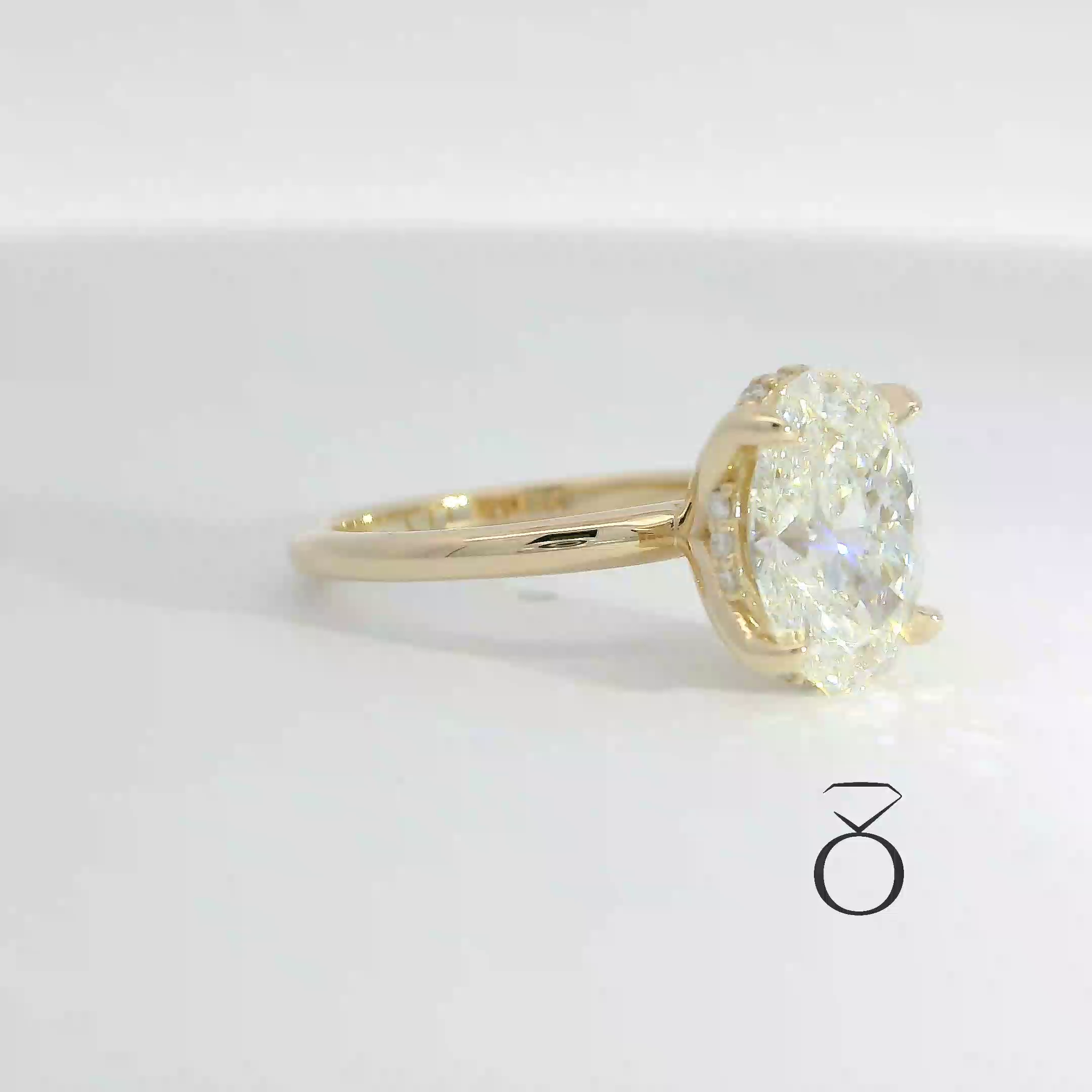 2.12 CTW OVAL LAB GROWN DIAMOND WITH HIDDEN HALO TULIP STYLE ENGAGEMENT RING