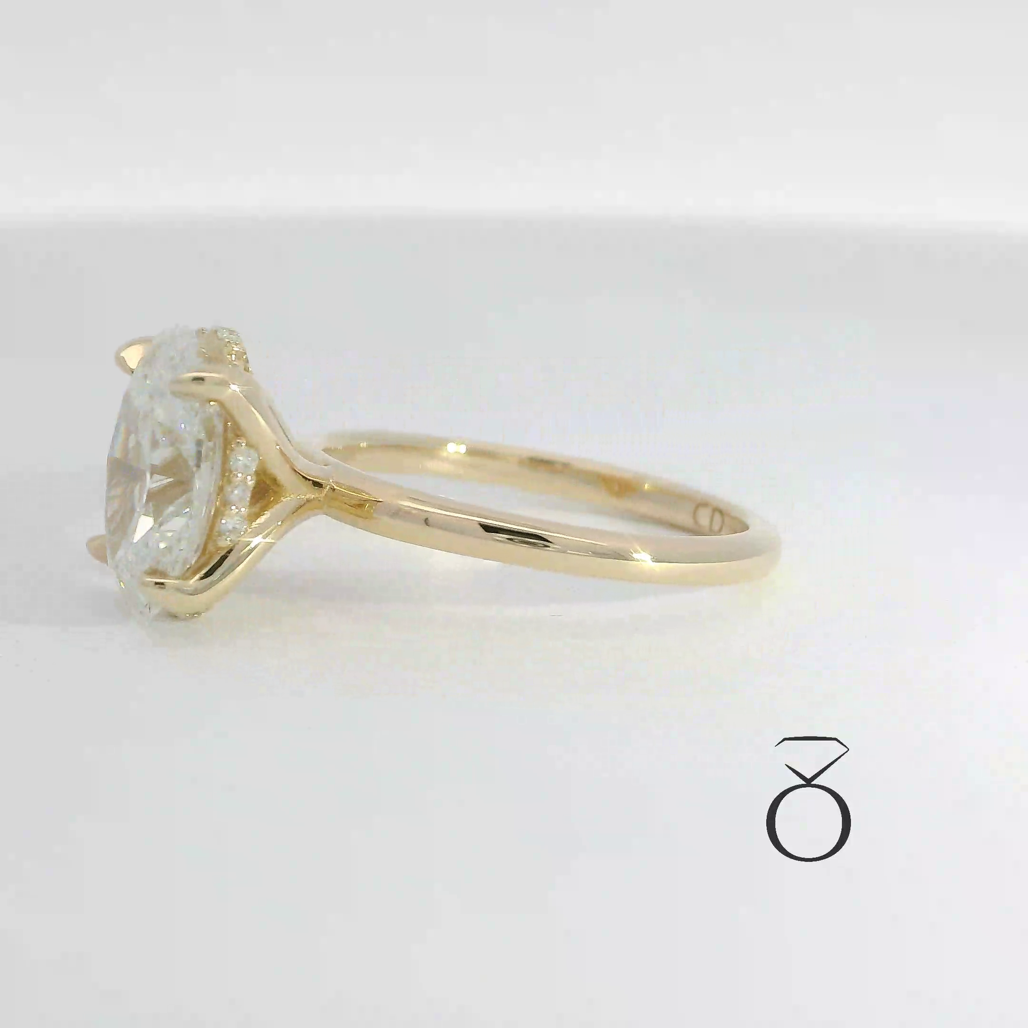2.12 CTW OVAL LAB GROWN DIAMOND WITH HIDDEN HALO TULIP STYLE ENGAGEMENT RING