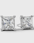 3.0 tcw lab grown PRINCESS CUT 14K WHITE Gold studs FG VS