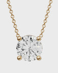 1.0 tcw lab grown ROUND DIAMOND PENDANT 14K YELLOW FG VS+