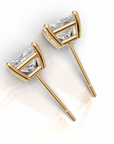3.0 tcw lab grown PRINCESS CUT 14K YELLOW Gold studs FG VS+