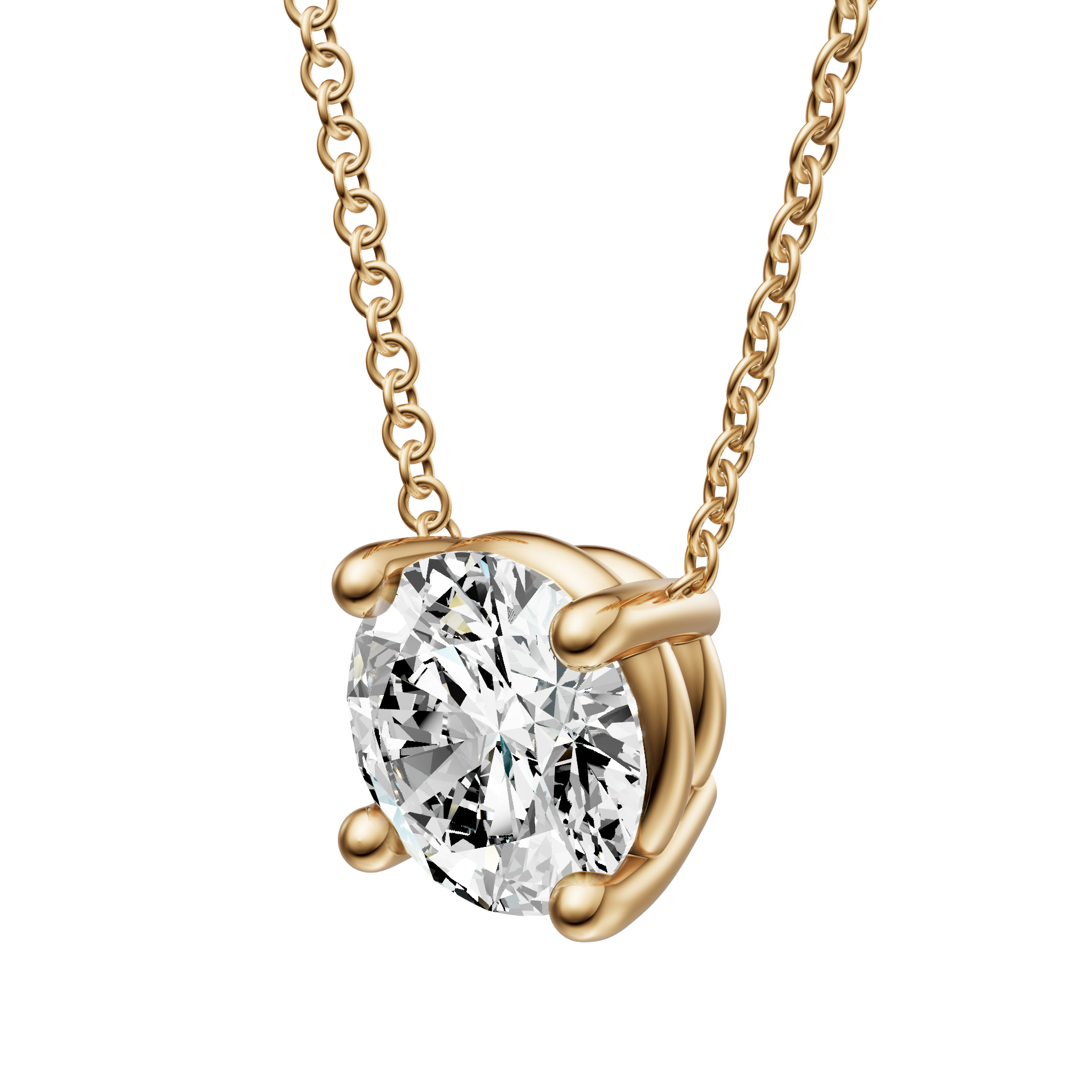 1.0 tcw lab grown ROUND DIAMOND PENDANT 14K YELLOW FG VS+